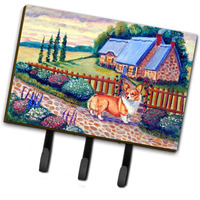 "Caroline's Treasures 7168TH68 Pembroke Corgi at The Cottage Leash Holder or Key Hook, Large, Multicolor"