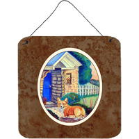 "Caroline's Treasures Corgi at the Cottage Wall or Door Hanging Prints 7169DS66, 6HX6W, Multicolor"