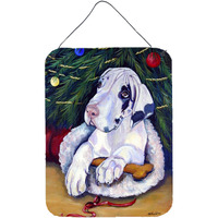 "Caroline's Treasures Christmas Tree with Dane Aluminium Metal Door Hanging Prints wall-decor, 16"" x 12"", Multicolor"