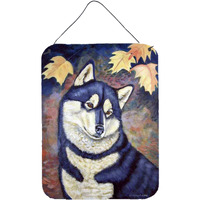 "Caroline's Treasures Fall Leaves Siberian Husky Aluminium Metal Wall or Door Hanging Prints, 16"" x 12"", Multicolor"