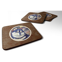 "Caroline's Treasures 7173FC Fall Leaves Siberian Husky Foam Coasters (Set of 4), 3.5"", Multicolor"