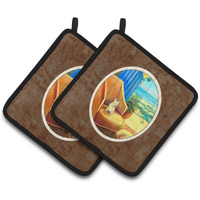 "Caroline's Treasures French Bulldog My Chair Pair of Pot Holders 7175PTHD, 7.5HX7.5W, Multicolor"