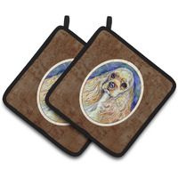 "Caroline's Treasures Buff Cocker Spaniel Pair of Pot Holders 7178PTHD, 7.5HX7.5W, Multicolor"