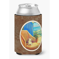 "Caroline's Treasures 7181CC French Bulldog At The Beach Cottage Can Or Bottle Hugger, Multicolor"