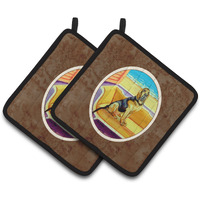 "Caroline's Treasures Bloodhound Couch Sitting Pair of Pot Holders 7191PTHD, 7.5HX7.5W, Multicolor"