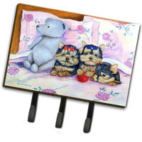"Caroline's Treasures 7192TH68 Yorkie Puppies Three In A Row Leash Holder or Key Hook, Large, Multicolor"