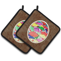 "Caroline's Treasures Women In Hats Pair of Pot Holders 7194PTHD, 7.5HX7.5W, Multicolor"