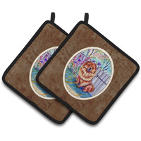 "Caroline's Treasures Chow Pair of Pot Holders 7210PTHD, 7.5HX7.5W, Multicolor"