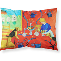 "Caroline's Treasures 7212PILLOWCASE Airedale Terrier with Lady Moisture Wicking Fabric Standard Pillowcase, Large, Multicolor"