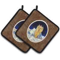 "Caroline's Treasures Yorkie Pair of Pot Holders 7221PTHD, 7.5HX7.5W, Multicolor"