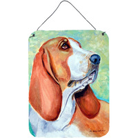 "Caroline's Treasures 7227DS1216 Basset Hound Aluminium Metal Wall or Door Hanging Prints, 16"" x 12"", Multicolor"
