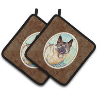 "Caroline's Treasures Norwegian Elkhound Pair of Pot Holders 7231PTHD, 7.5HX7.5W, Multicolor"