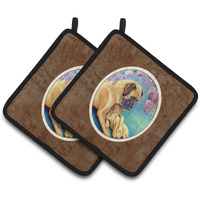 "Caroline's Treasures Great Dane & Puppy Pair of Pot Holders 7233PTHD, 7.5HX7.5W, Multicolor"