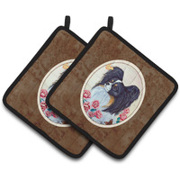 "Caroline's Treasures Papillon Pair of Pot Holders 7236PTHD, 7.5HX7.5W, Multicolor"