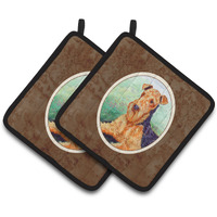 "Caroline's Treasures Airedale Terrier Pair of Pot Holders 7239PTHD, 7.5HX7.5W, Multicolor"
