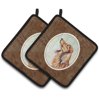 "Caroline's Treasures Long Haired Red Dachshund Pair of Pot Holders 7240PTHD, 7.5HX7.5W, Multicolor"