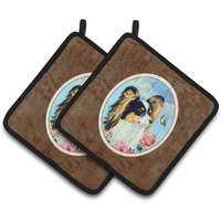 "Caroline's Treasures Papillon Pair of Pot Holders 7242PTHD, 7.5HX7.5W, Multicolor"