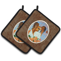 "Caroline's Treasures Papillon Pair of Pot Holders 7246PTHD, 7.5HX7.5W, Multicolor"