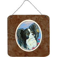 "Caroline's Treasures Black and White Papillon Wall or Door Hanging Prints 7247DS66, 6"" x 6"", Multicolor"