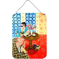 "Caroline's Treasures 7259DS1216 Lady with Her Pug Aluminium Metal Wall or Door Hanging Prints, 16"" x 12"", Multicolor"