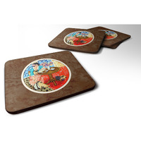 "Caroline's Treasures 7259FC Lady With Her Pug Foam Coasters (Set of 4), 3.5"", Multicolor"