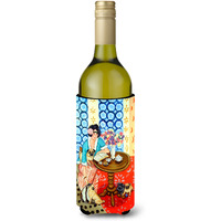 Lady with her Pug Wine Bottle Beverage Insulator Beverage Insulator Hugger 7259LITERK