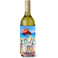 Lady with her Japanese Chin Wine Bottle Beverage Insulator Beverage Insulator Hugger