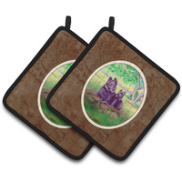 "Caroline's Treasures Schipperke & Puppy Pair of Pot Holders 7263PTHD, 7.5HX7.5W, Multicolor"