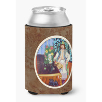 "Caroline's Treasures 7265CC Lady With Her Pug Can Or Bottle Hugger, Multicolor"