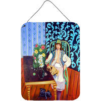 "Caroline's Treasures 7265DS1216 Lady with Her Pug Aluminium Metal Wall or Door Hanging Prints, 16"" x 12"", Multicolor"