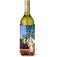 Lady with her Pug Wine Bottle Beverage Insulator Beverage Insulator Hugger 7265LITERK