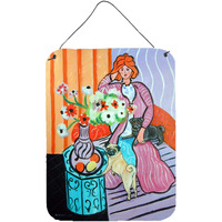 "Caroline's Treasures 7266DS1216 Lady with Her Pug Aluminium Metal Wall or Door Hanging Prints, 16"" x 12"", Multicolor"