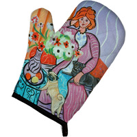"Caroline's Treasures 7266OVMT Lady with Her Pug Oven Mitt, 12"" by 8.5"", Multicolor"