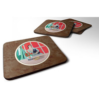 "Caroline's Treasures 7269FC Lady With Her Schipperke Foam Coasters (Set of 4), 3.5"", Multicolor"