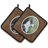 "Caroline's Treasures Harlequin Great Dane Pair of Pot Holders 7278PTHD, 7.5HX7.5W, Multicolor"