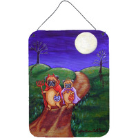 "Caroline's Treasures Trick or Treat Halloween Pug Aluminium Metal Wall or Door Hanging Prints, 16"" x 12"", Multicolor"
