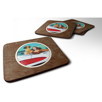 "Caroline's Treasures 7282FC Great Dane With Mona Lisa Foam Coasters (Set of 4), 3.5"", Multicolor"
