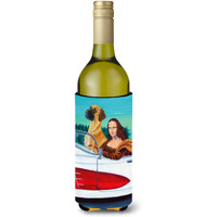Great Dane with Mona Lisa Wine Bottle Beverage Insulator Beverage Insulator Hugger