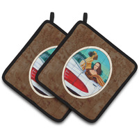 "Caroline's Treasures Great Dane with Mona Lisa Pair of Pot Holders 7282PTHD, 7.5HX7.5W, Multicolor"