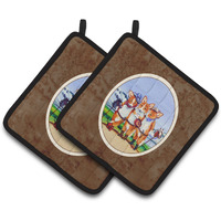 "Caroline's Treasures Cowboy Corgi Pair of Pot Holders 7283PTHD, 7.5HX7.5W, Multicolor"
