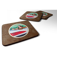 "Caroline's Treasures 7284FC Mona Lisa With Corgi Foam Coasters (Set of 4), 3.5"", Multicolor"