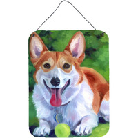 "Caroline's Treasures 7296DS1216 Corgi with Green Ball Wall or Door Hanging Prints, 16 x 12"", Multicolor"