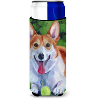 Corgi with green ball Ultra Beverage Insulators for slim cans 7296MUK