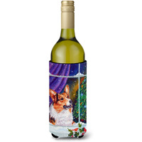 Corgi Christmas Window Wine Bottle Beverage Insulator Hugger 7305LITERK
