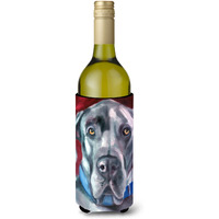 Great Dane Natural Ears Blue Collar Wine Bottle Beverage Insulator Hugger 7310LITERK