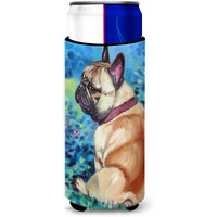 Fawn French Bulldog in Flowers Ultra Beverage Insulators for slim cans 7313MUK