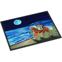 "Caroline's Treasures 7318JMAT Corgi Beach Ride on Horse Indoor or Outdoor Mat, 24 x 36"", Multicolor"