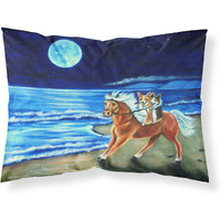 "Caroline's Treasures 7318PILLOWCASE Corgi Beach Ride On Horse Fabric Standard Pillowcase, Large, Multicolor"
