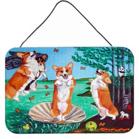 "Caroline's Treasures 7319DS812 Corgi Birth of Venus Wall or Door Hanging Prints, 8 x 12"", Multicolor"