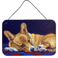 "Caroline's Treasures 7320DS812 Corgi Blue Lonesome Wall or Door Hanging Prints, 8 x 12"", Multicolor"